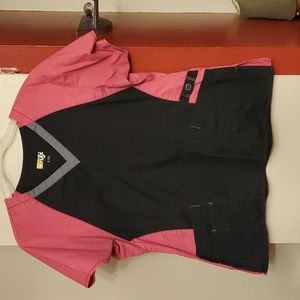 WonderWink Pink and Black Scrub Top